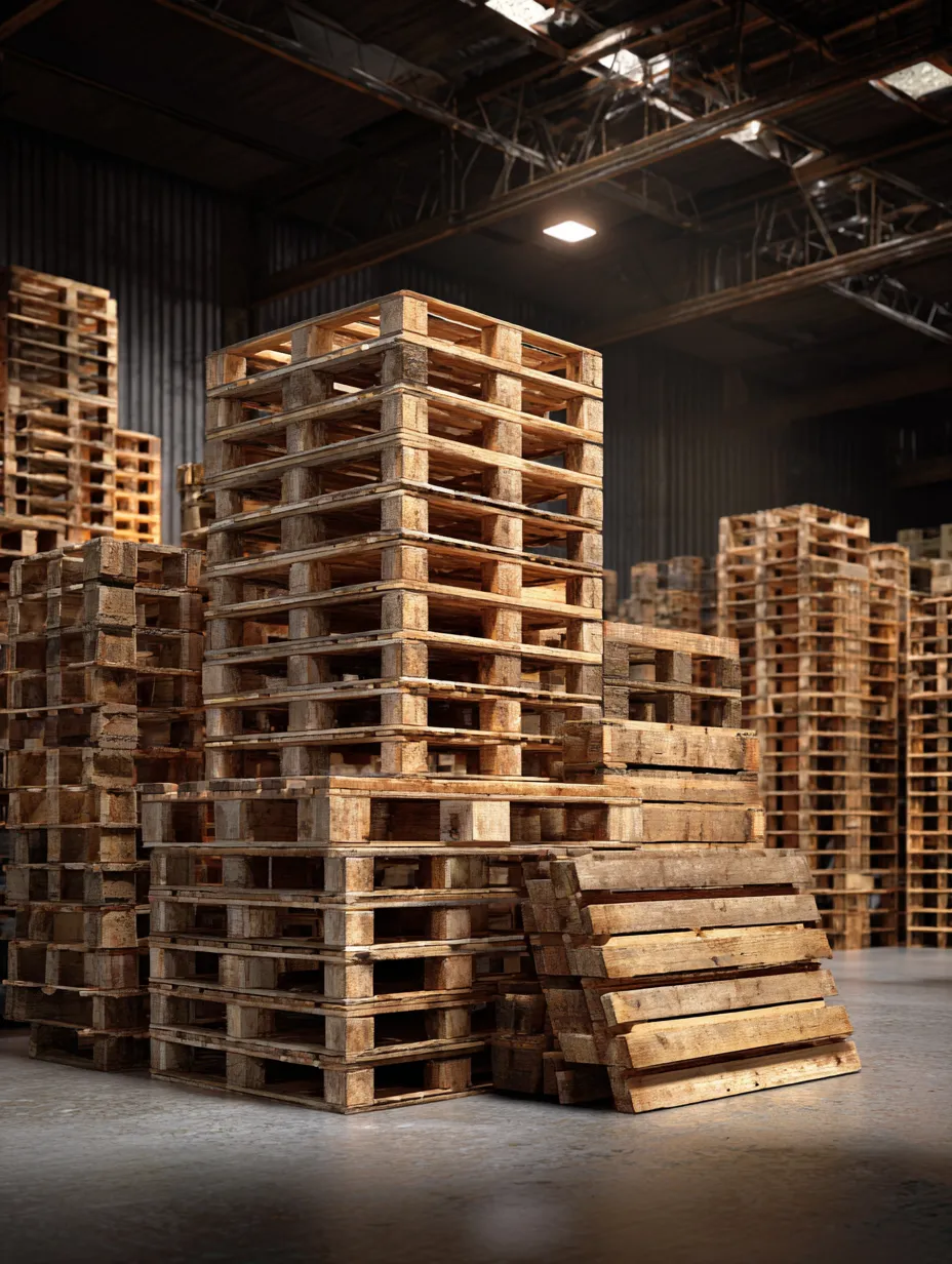 Tarimas de madera apiladas